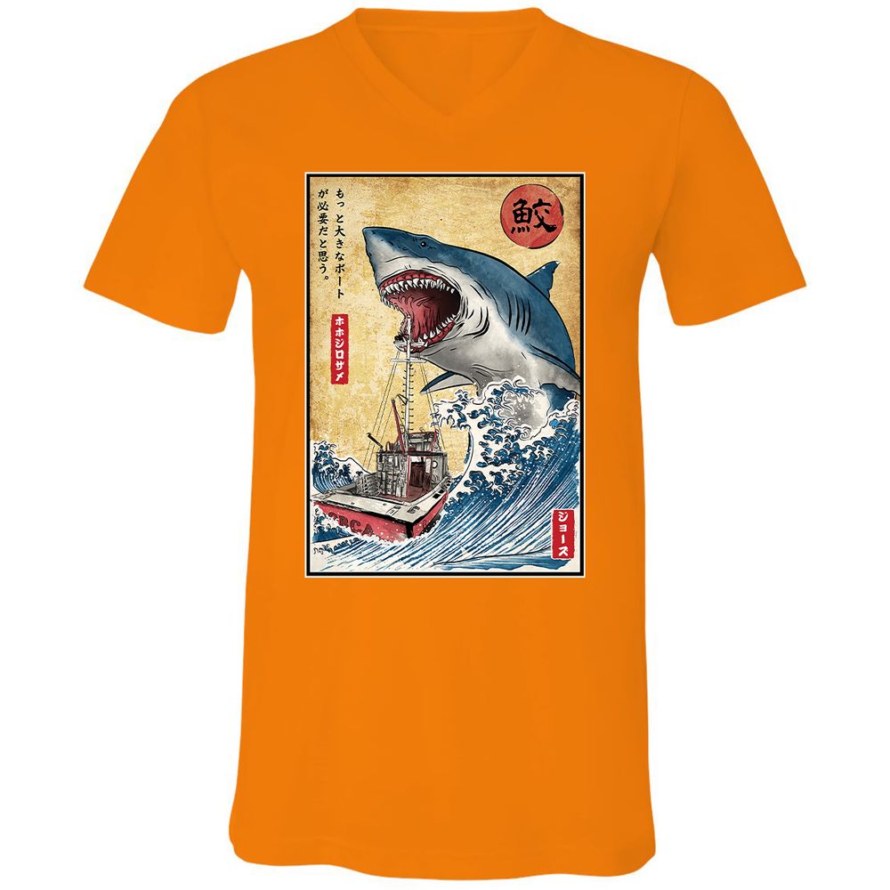 Unisex V-Neck T-Shirt - REA6KXSB - Orange - 11