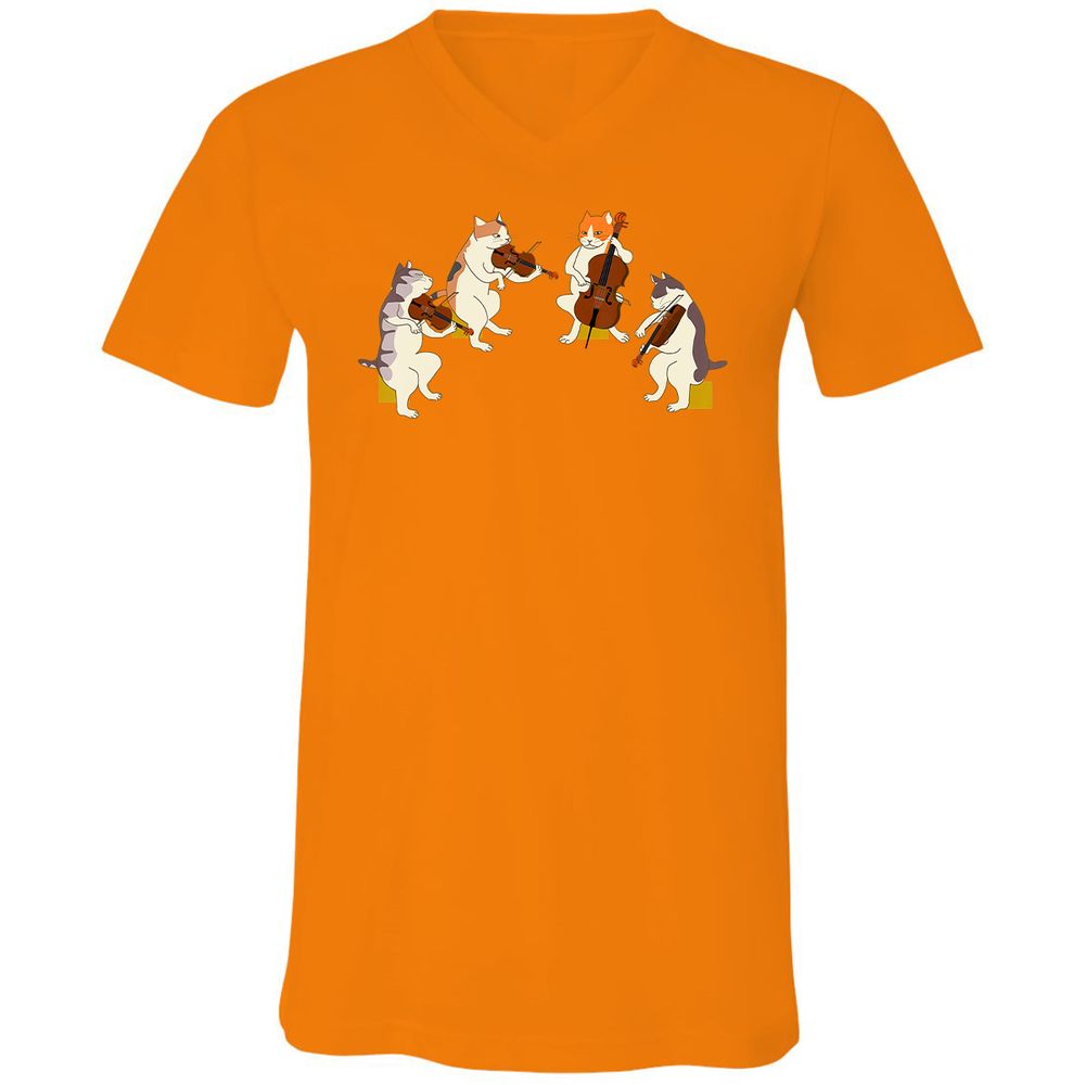 Unisex V-Neck T-Shirt - 9C3L1XJ8 - Orange - 11