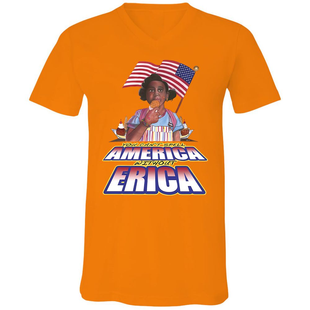 Unisex V-Neck T-Shirt - 3B864LQM - Orange - 11