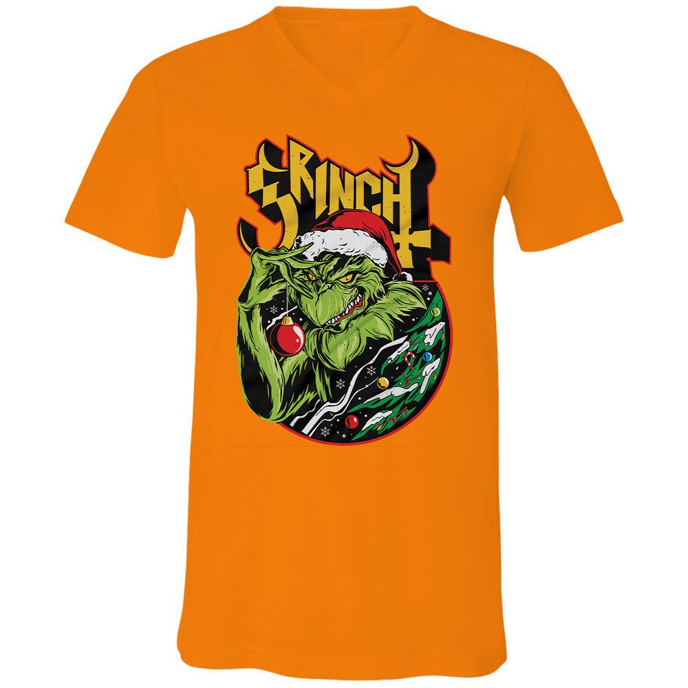 Unisex V-Neck T-Shirt - UH86W3HC - Orange - 11