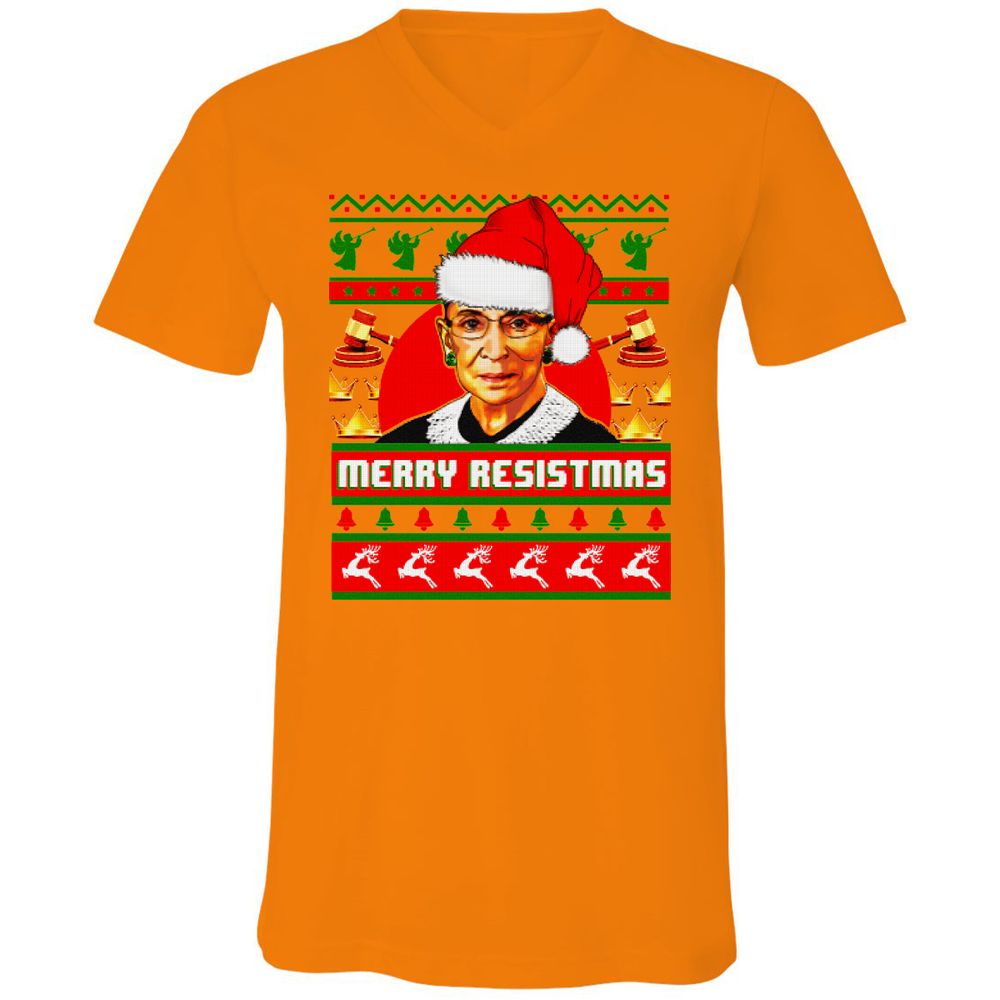 Unisex V-Neck T-Shirt - YK7P8ZFS - Orange - 11