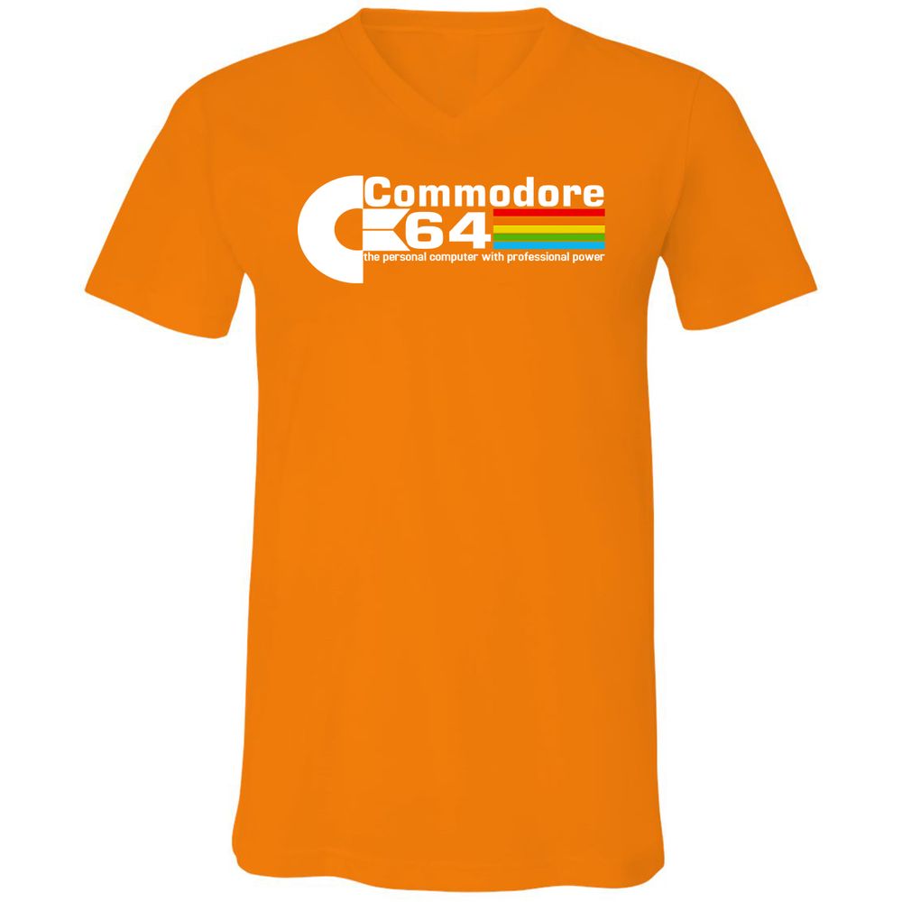 Unisex V-Neck T-Shirt - QE6GK54M - Orange - 11