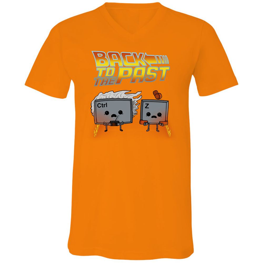 Unisex V-Neck T-Shirt - 8Y6F1LN1 - Orange - 11