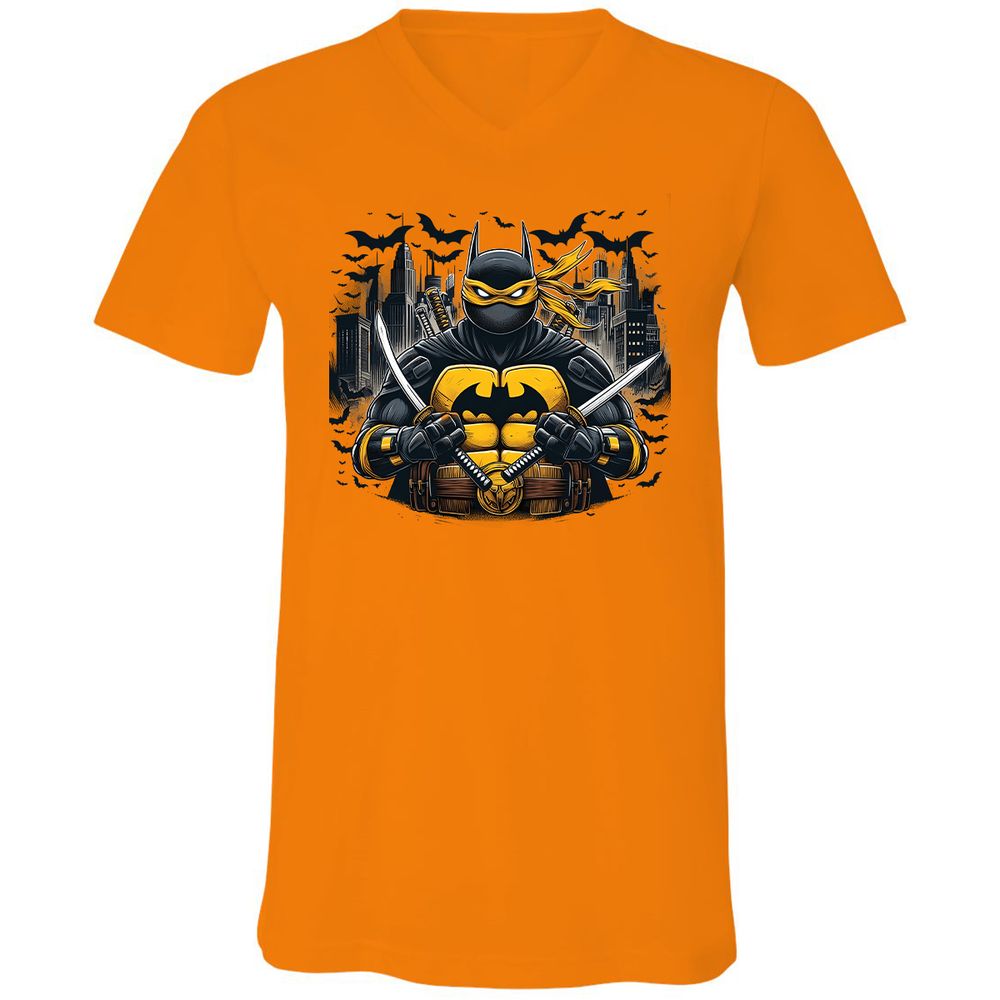 Unisex V-Neck T-Shirt - LCWCBDNJ - Orange - 11