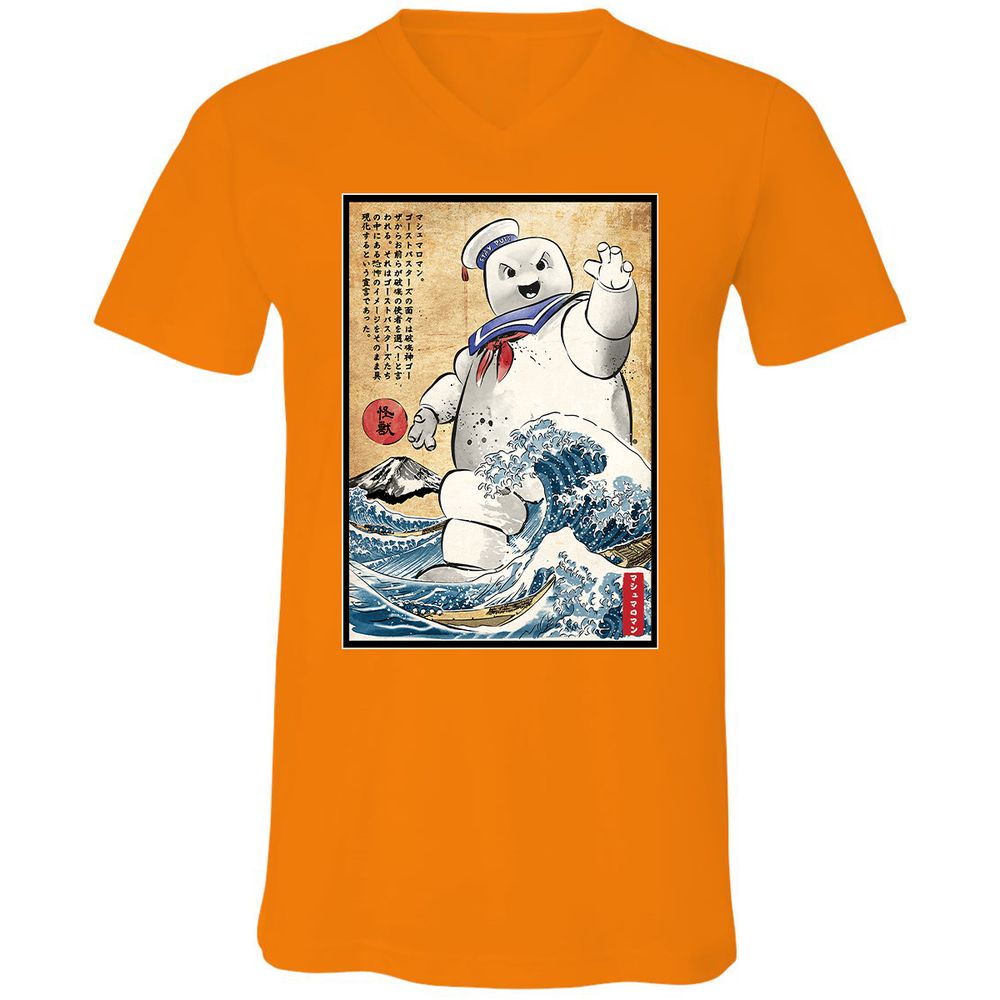 Unisex V-Neck T-Shirt - Q8Y5GHH4 - Orange - 11