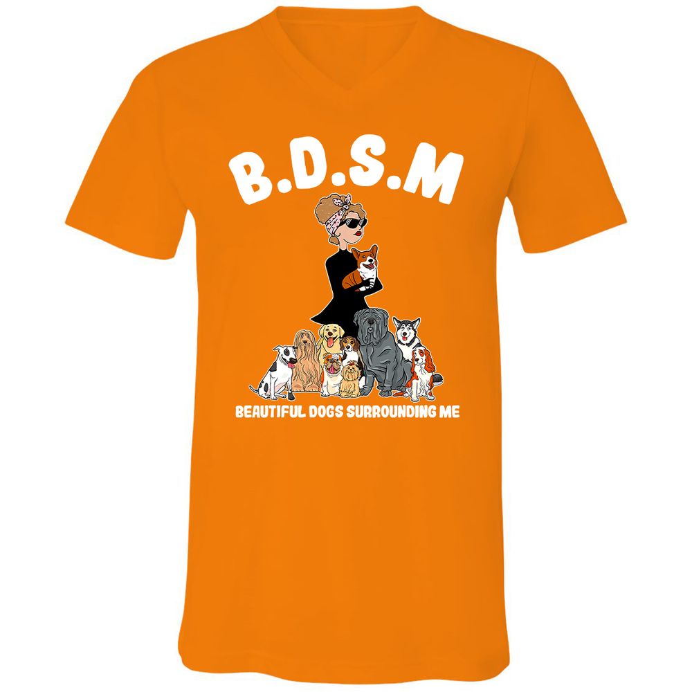 Unisex V-Neck T-Shirt - 3ZD9MFD7 - Orange - 11