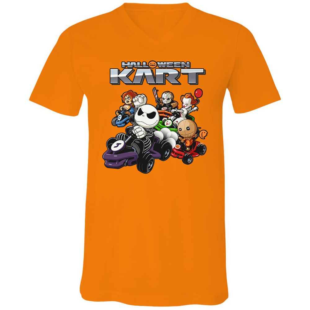 Unisex V-Neck T-Shirt - JWZFBETE - Orange - 11
