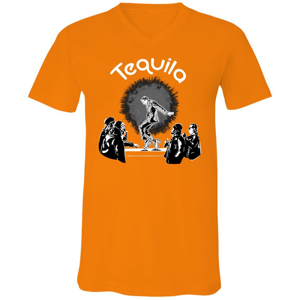 Unisex V-Neck T-Shirt - QRKM3NUU - Orange - 11