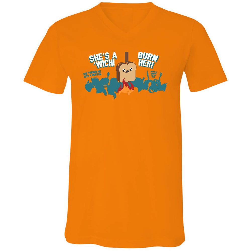Unisex V-Neck T-Shirt - 3NAWZ4DX - Orange - 11