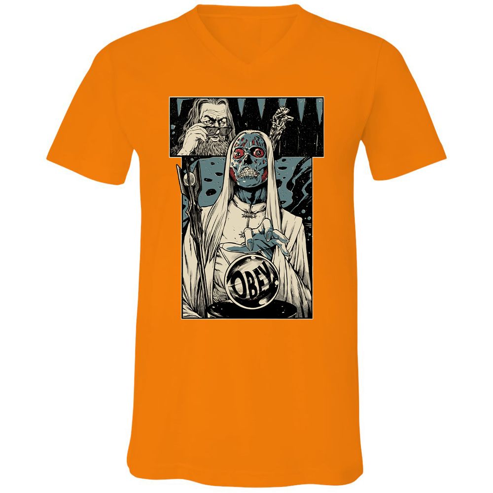 Unisex V-Neck T-Shirt - 51F7Z5GG - Orange - 11