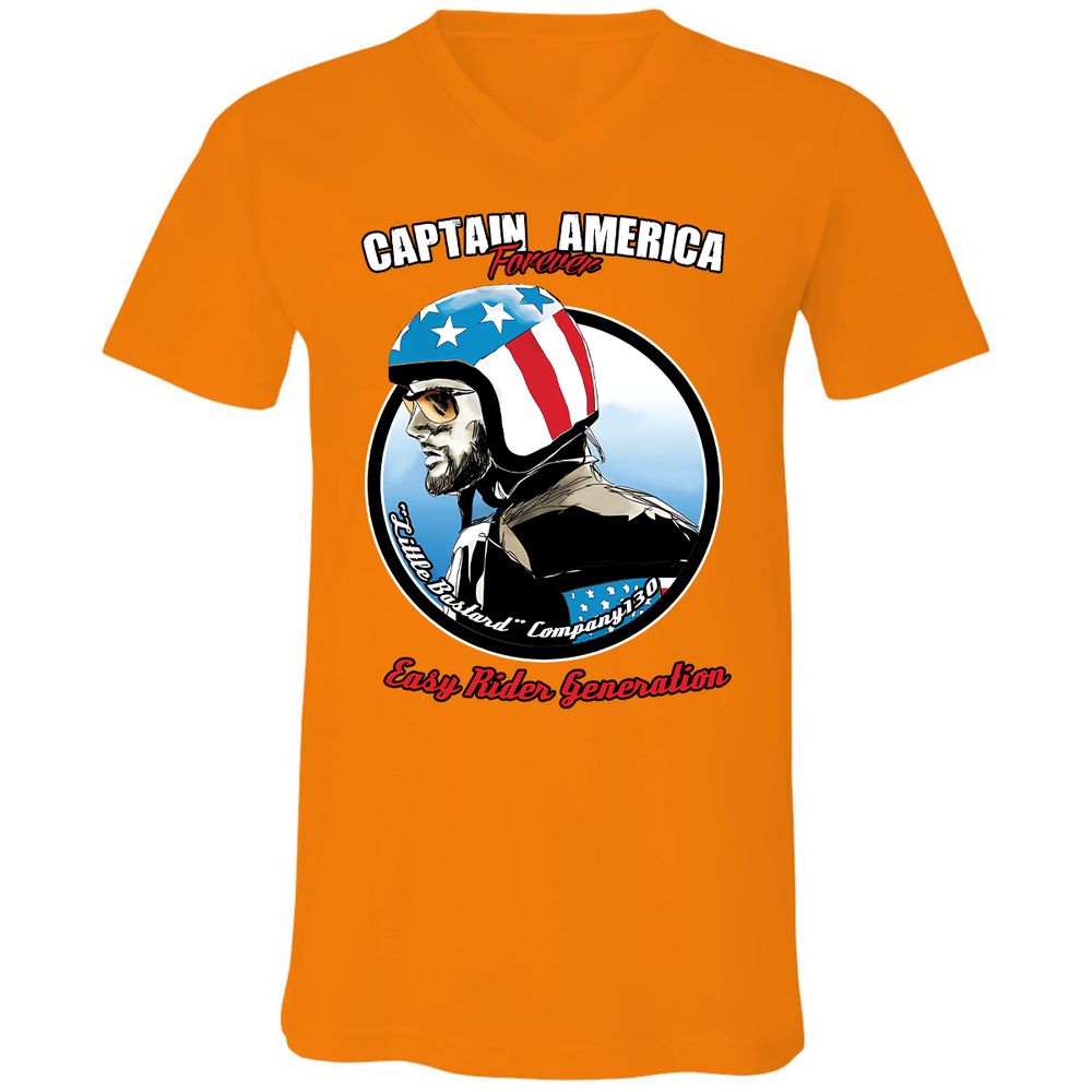 Unisex V-Neck T-Shirt - YNQJ91TR - Orange - 11