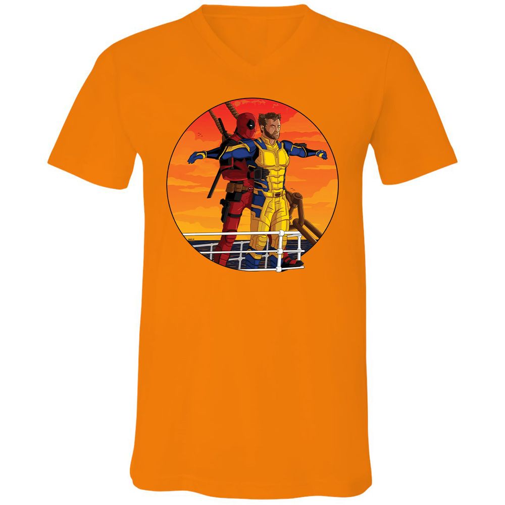 Unisex V-Neck T-Shirt - 1J8ZB4R5 - Orange - 11