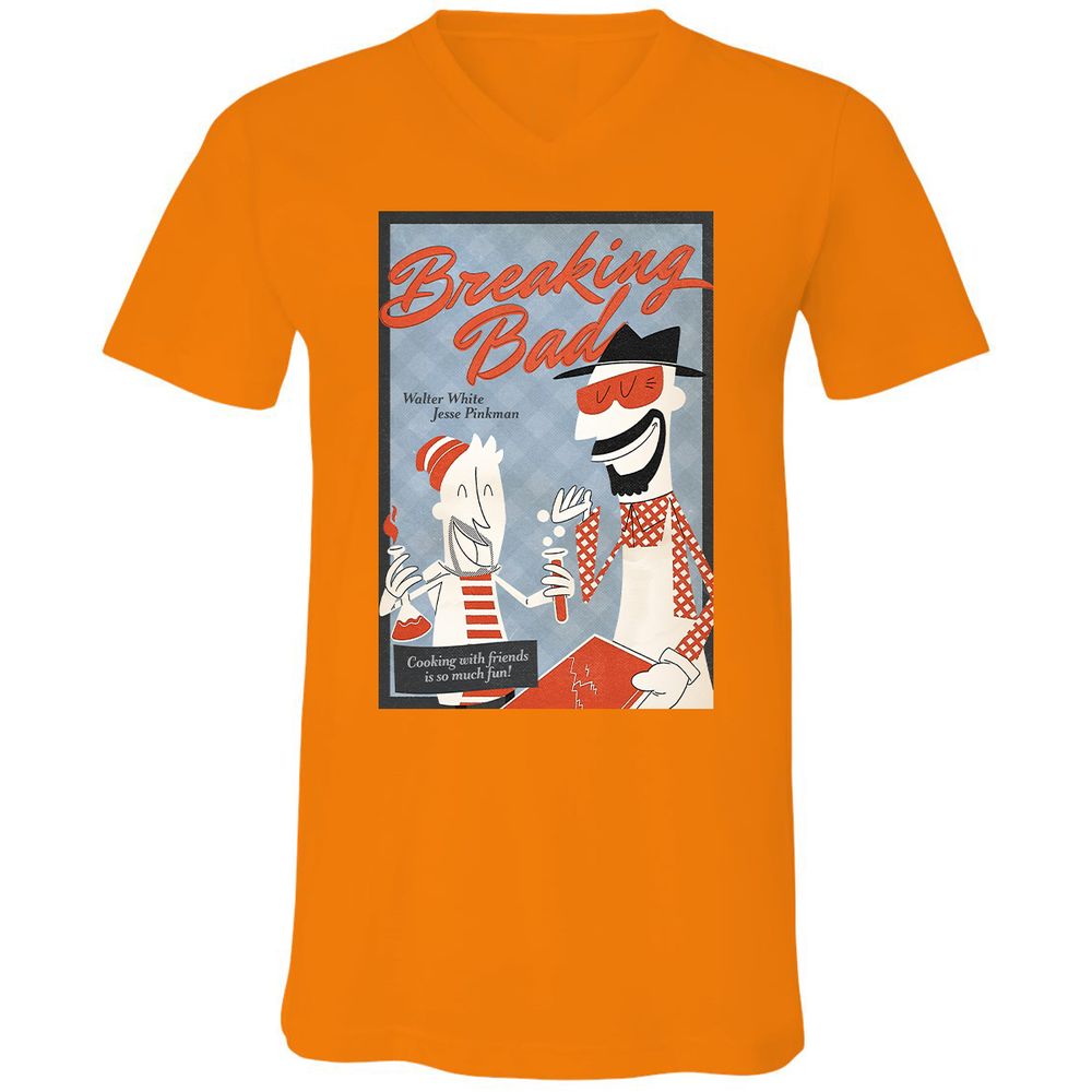 Unisex V-Neck T-Shirt - 3C5ZK7QT - Orange - 11