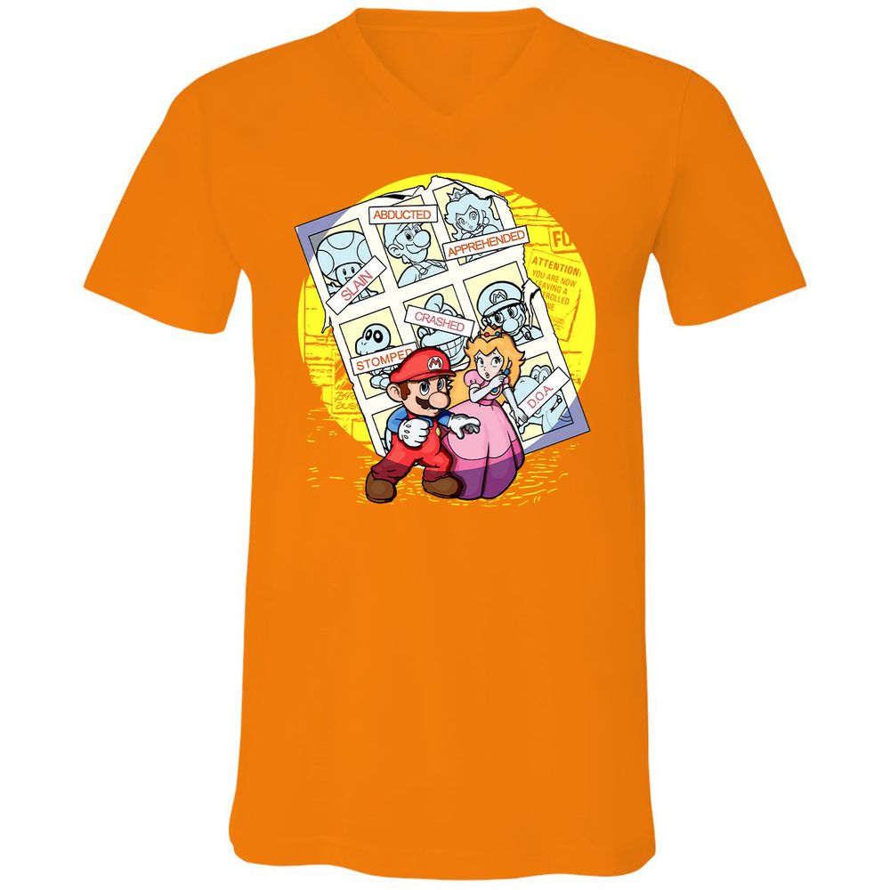 Unisex V-Neck T-Shirt - 6A8GYGWW - Orange - 11