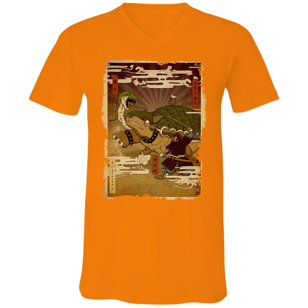 Unisex V-Neck T-Shirt - L7X3GNUC - Orange - 11