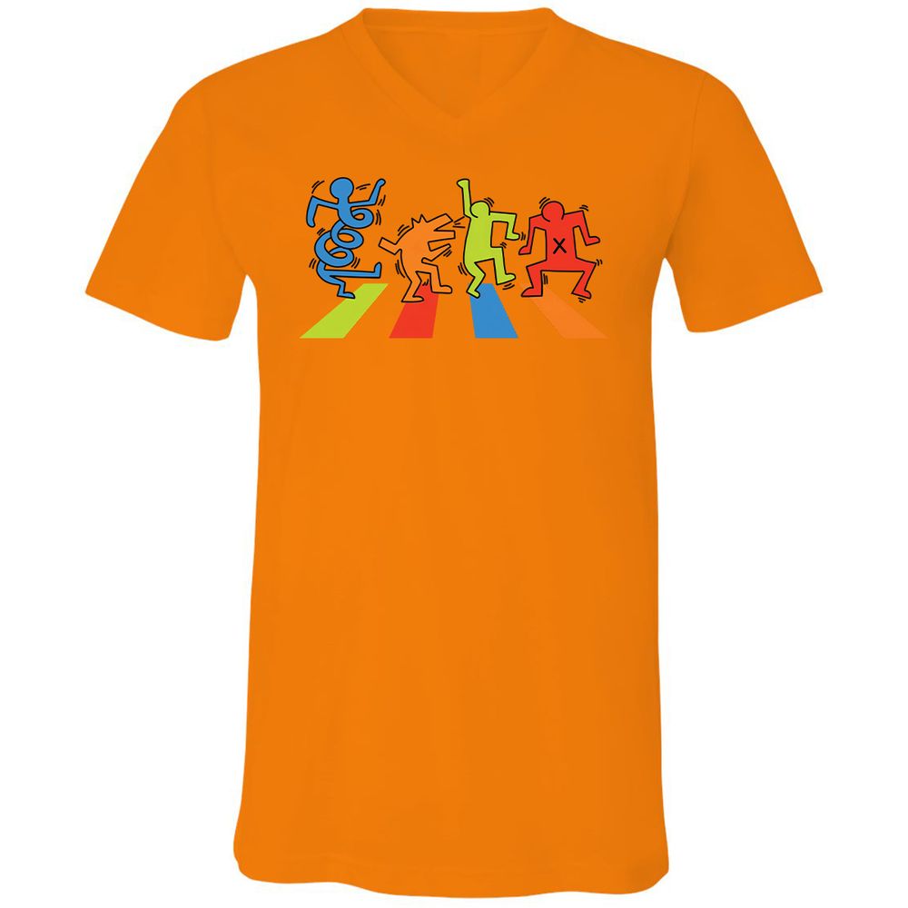 Unisex V-Neck T-Shirt - D3NVX7Z6 - Orange - 11