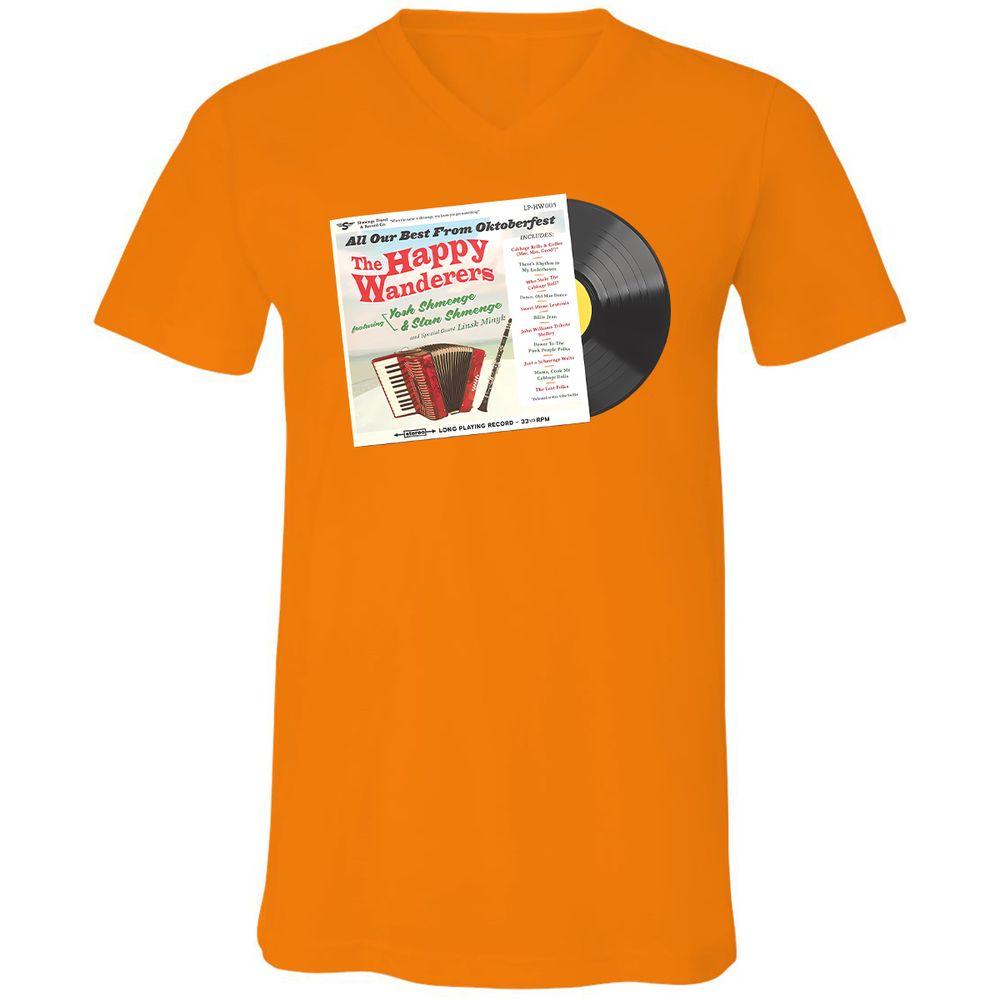 Unisex V-Neck T-Shirt - QHDQ77EH - Orange - 11