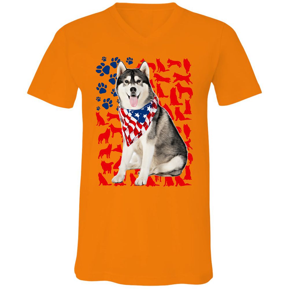 Unisex V-Neck T-Shirt - 7WALB3SP - Orange - 11