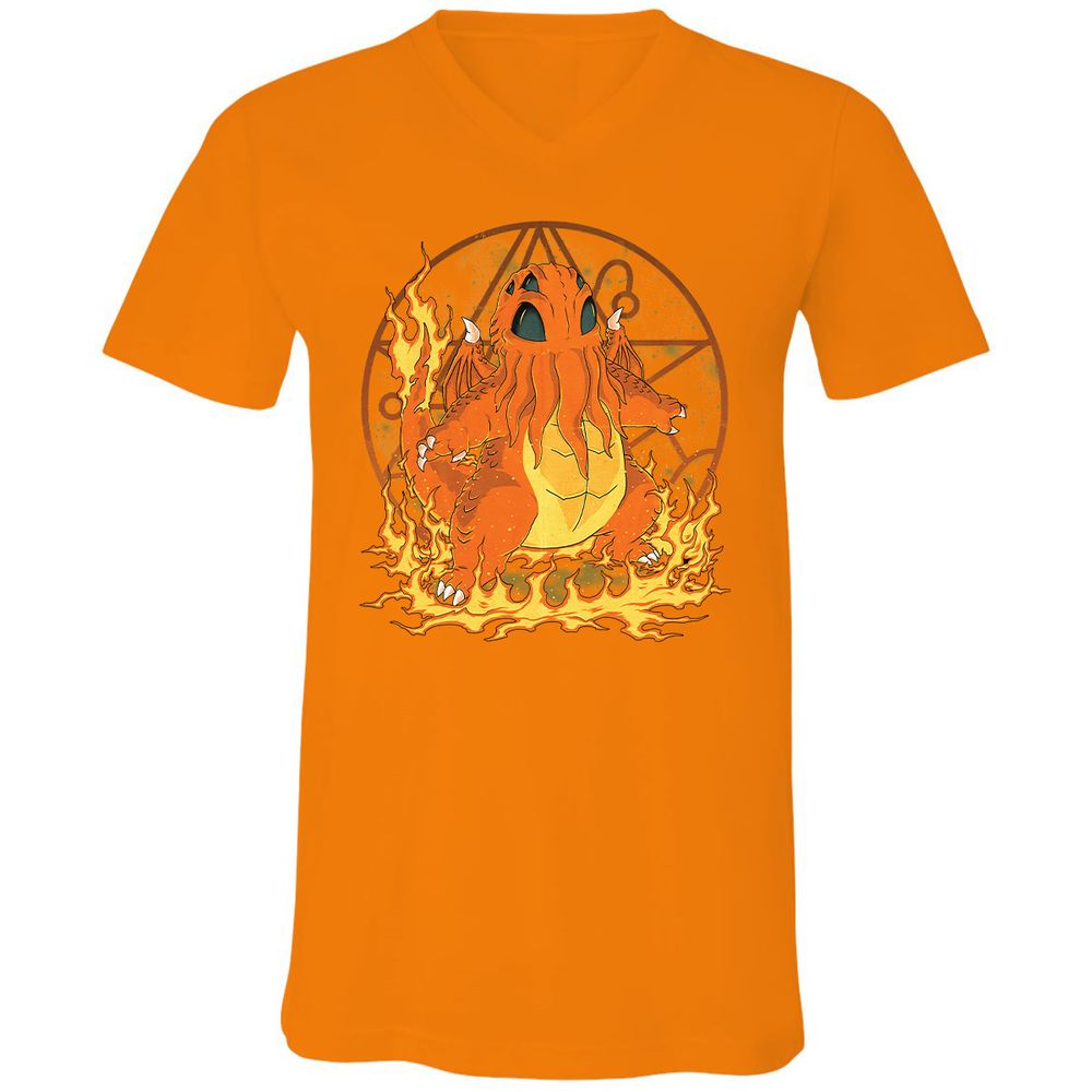 Unisex V-Neck T-Shirt - E8QMTQVZ - Orange - 11