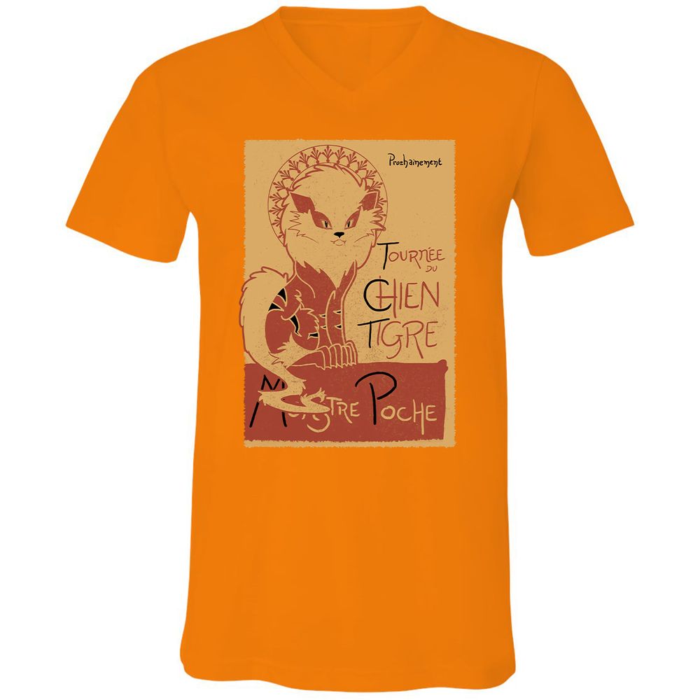 Unisex V-Neck T-Shirt - RN5LJTZE - Orange - 11
