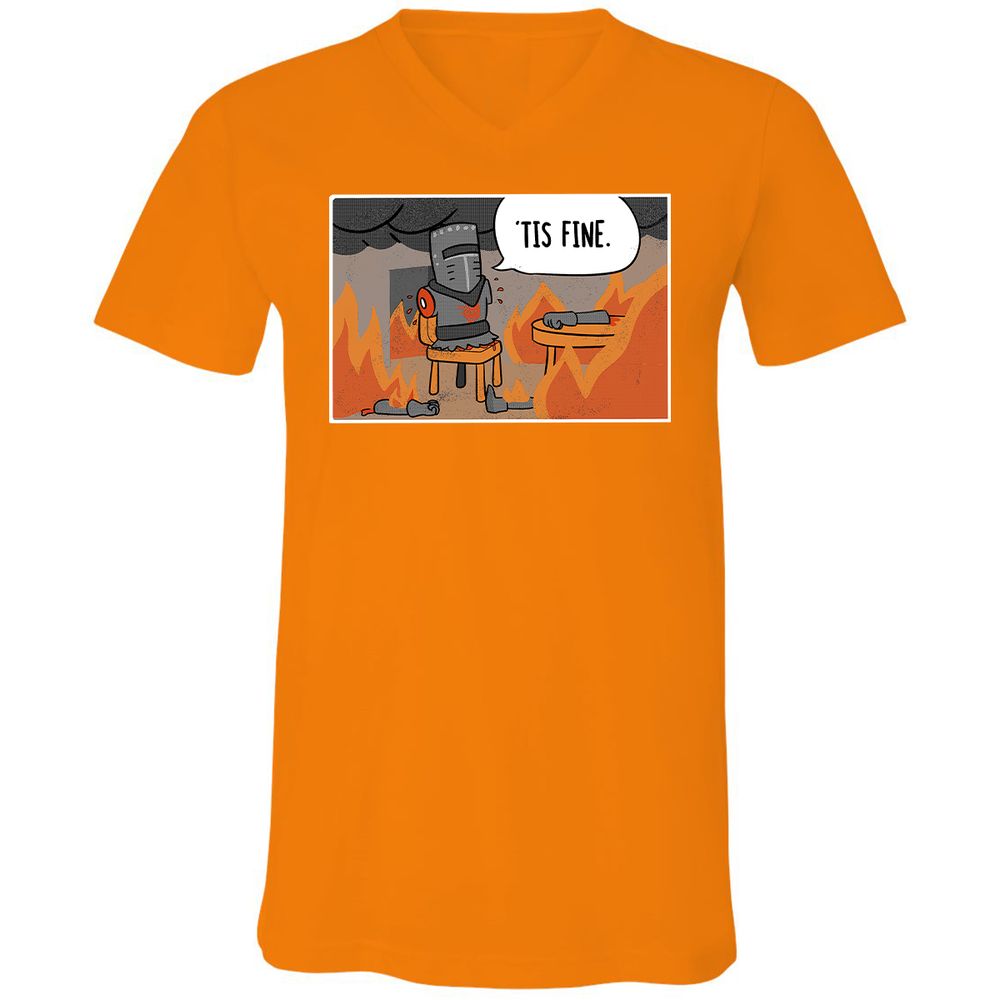 Unisex V-Neck T-Shirt - NXZFQQ8L - Orange - 11