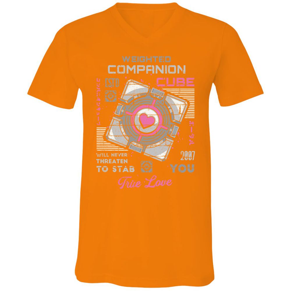 Unisex V-Neck T-Shirt - 7APW6XUH - Orange - 11