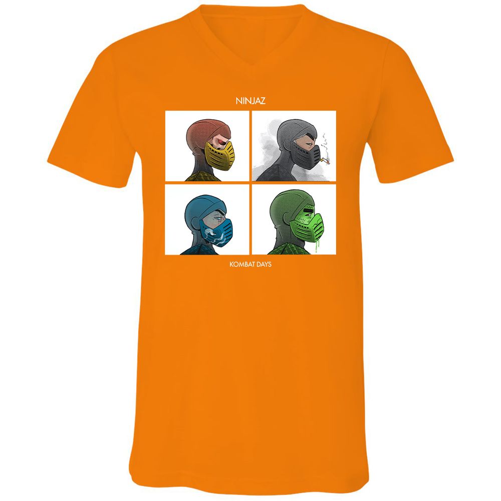 Unisex V-Neck T-Shirt - LQPZ49UY - Orange - 11