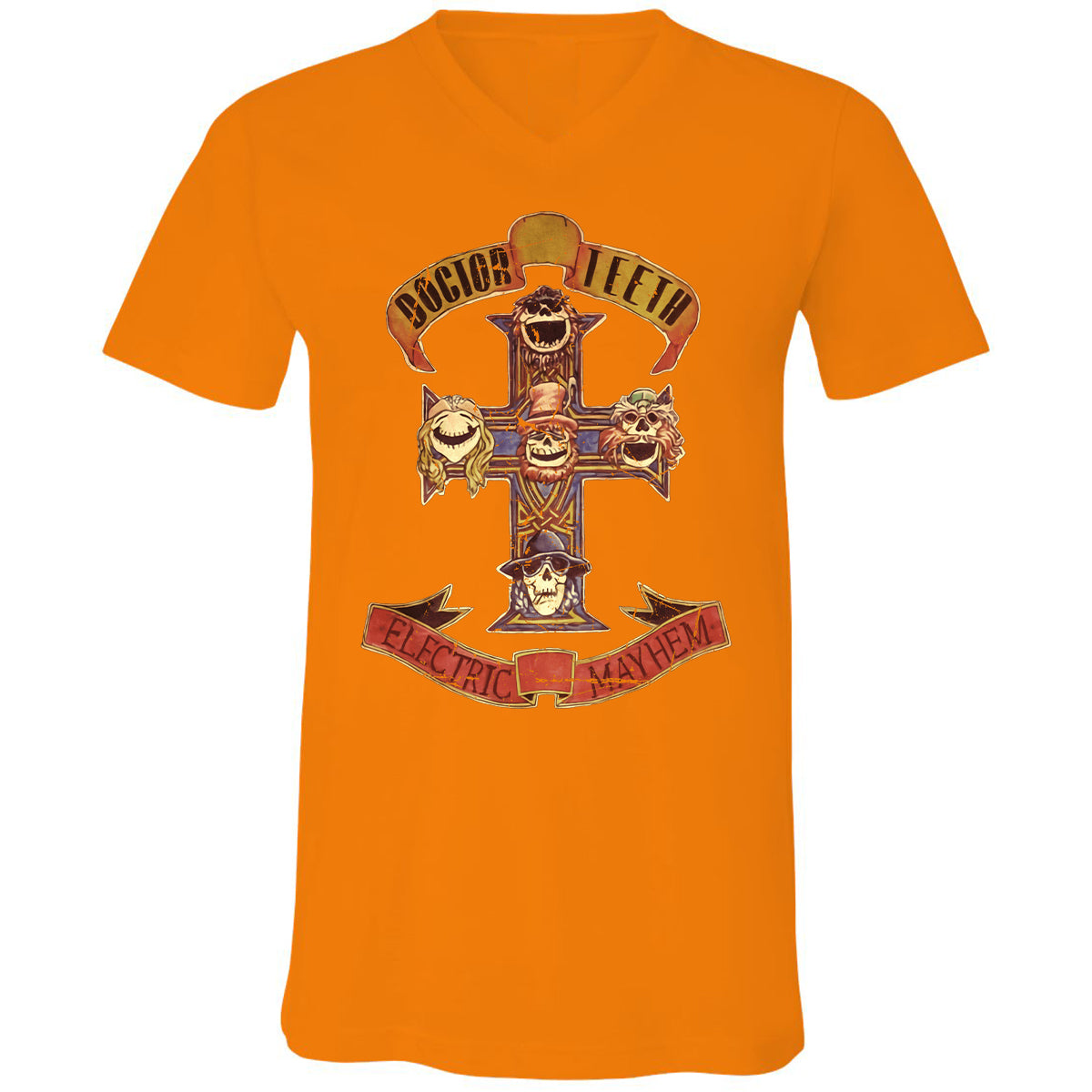 Unisex V-Neck T-Shirt - QXQW28ED - Orange - 11
