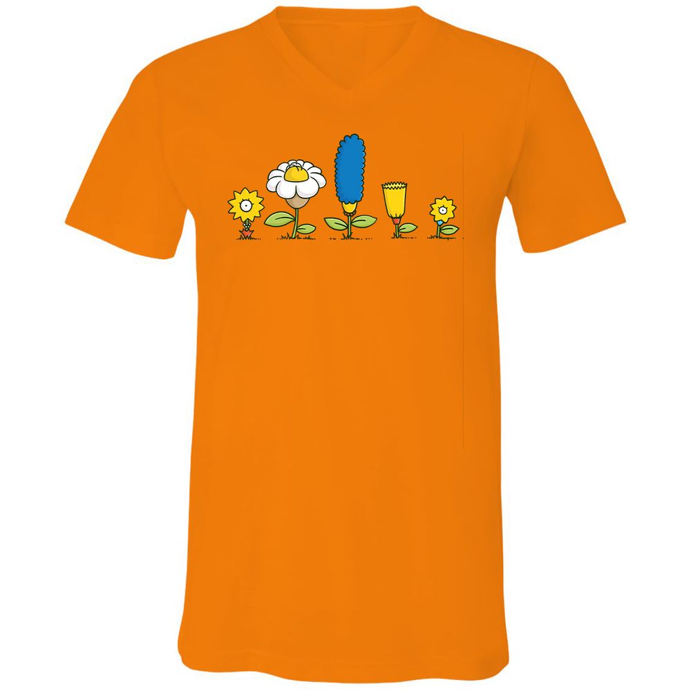 Unisex V-Neck T-Shirt - 4LPBL9XQ - Orange - 11