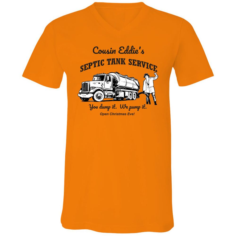 Unisex V-Neck T-Shirt - YZGLQSX7 - Orange - 11