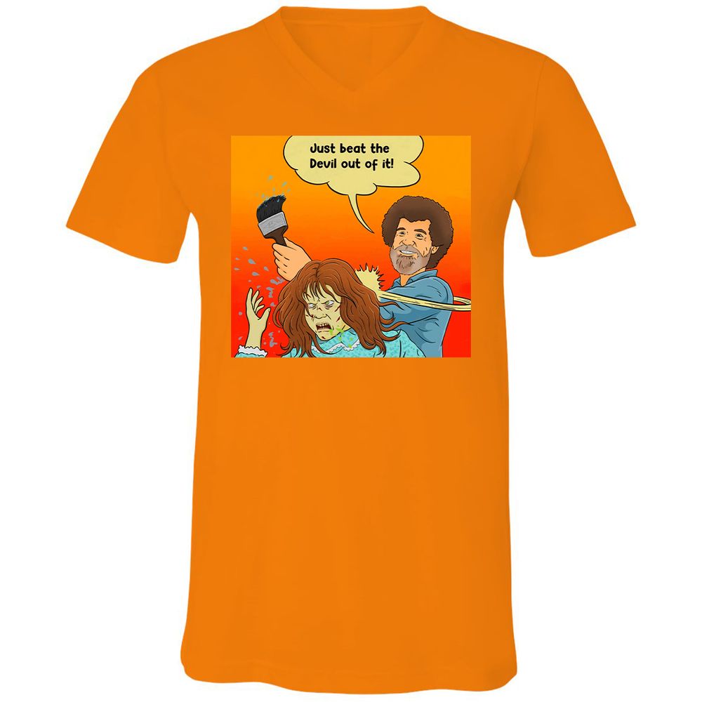 Unisex V-Neck T-Shirt - 6QLGRX9D - Orange - 11