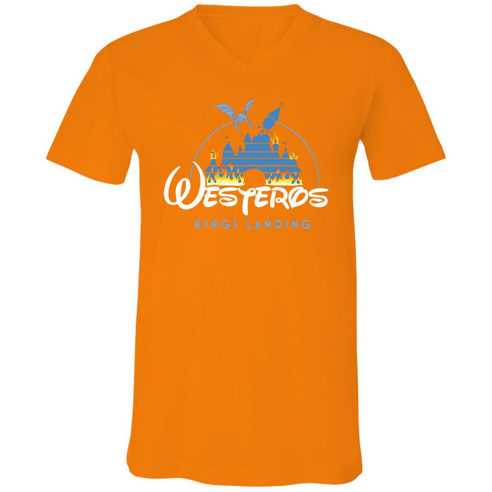 Unisex V-Neck T-Shirt - UCTALBPQ - Orange - 11