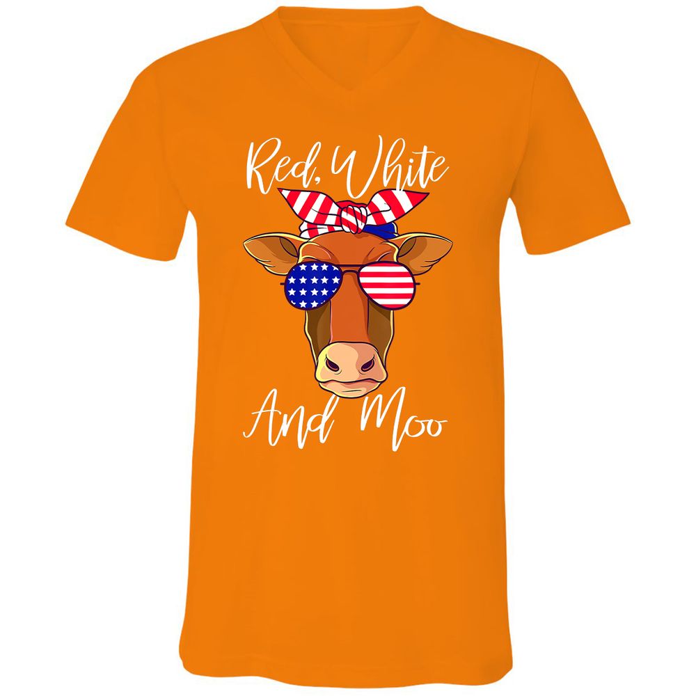 Unisex V-Neck T-Shirt - GTDQDD35 - Orange - 11