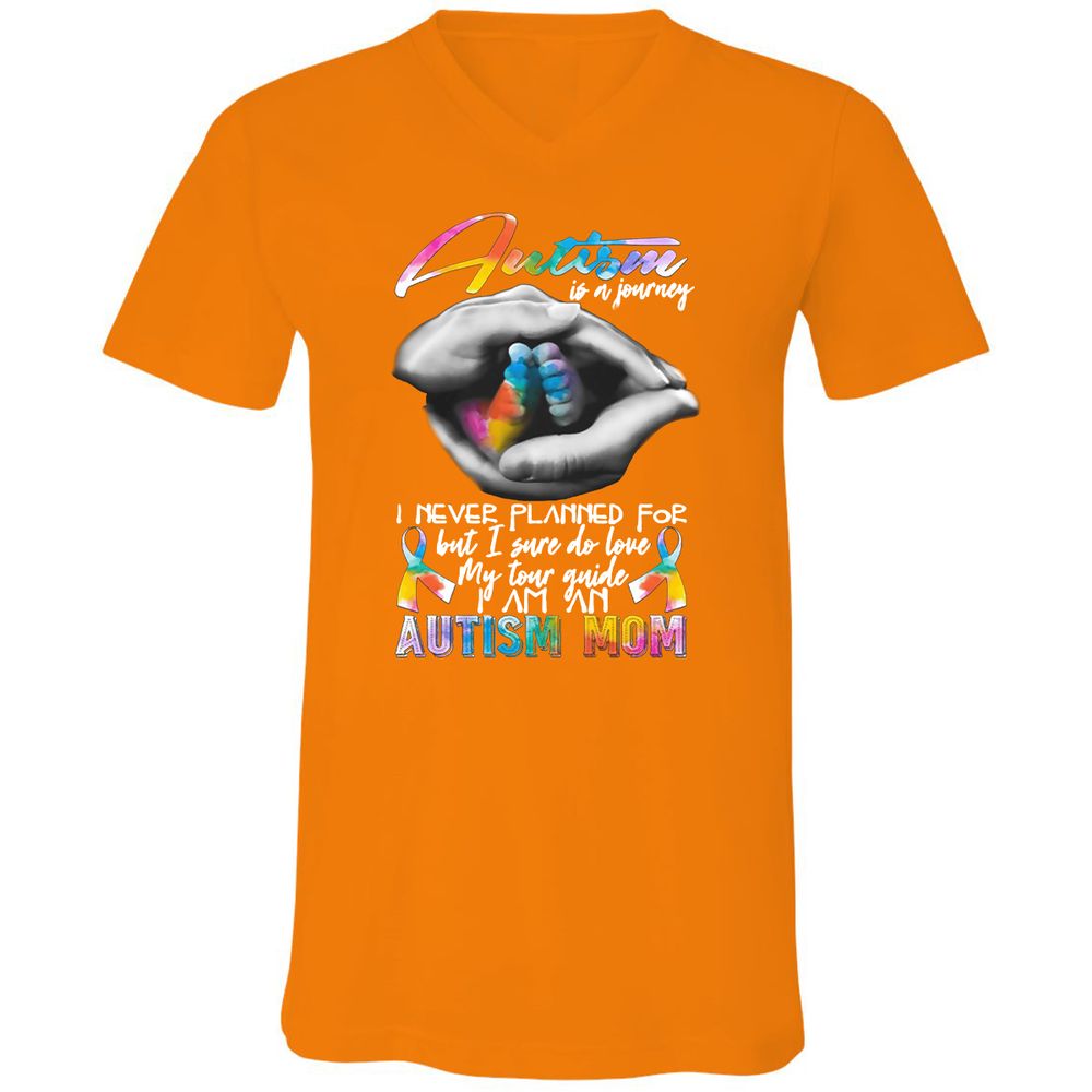 Unisex V-Neck T-Shirt - P1BDKZLG - Orange - 11