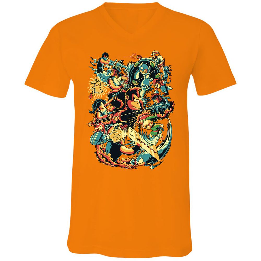 Unisex V-Neck T-Shirt - PV3HVH66 - Orange - 11