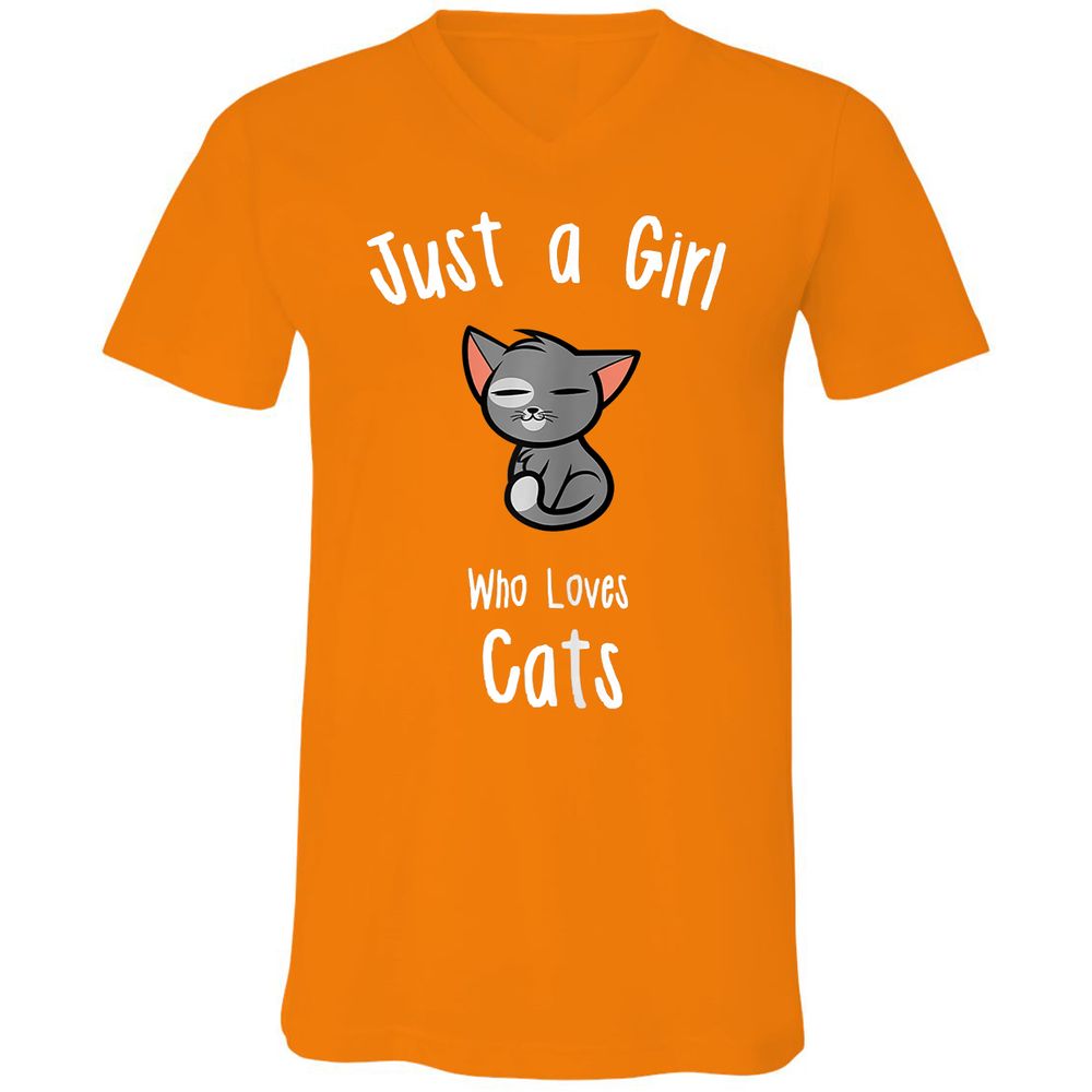 Unisex V-Neck T-Shirt - 7RWTCV67 - Orange - 11