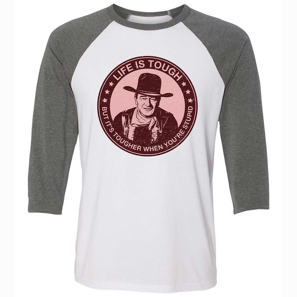 Unisex 3/4 Baseball Tee - D7QU22NY - White/Deep Heather - 11