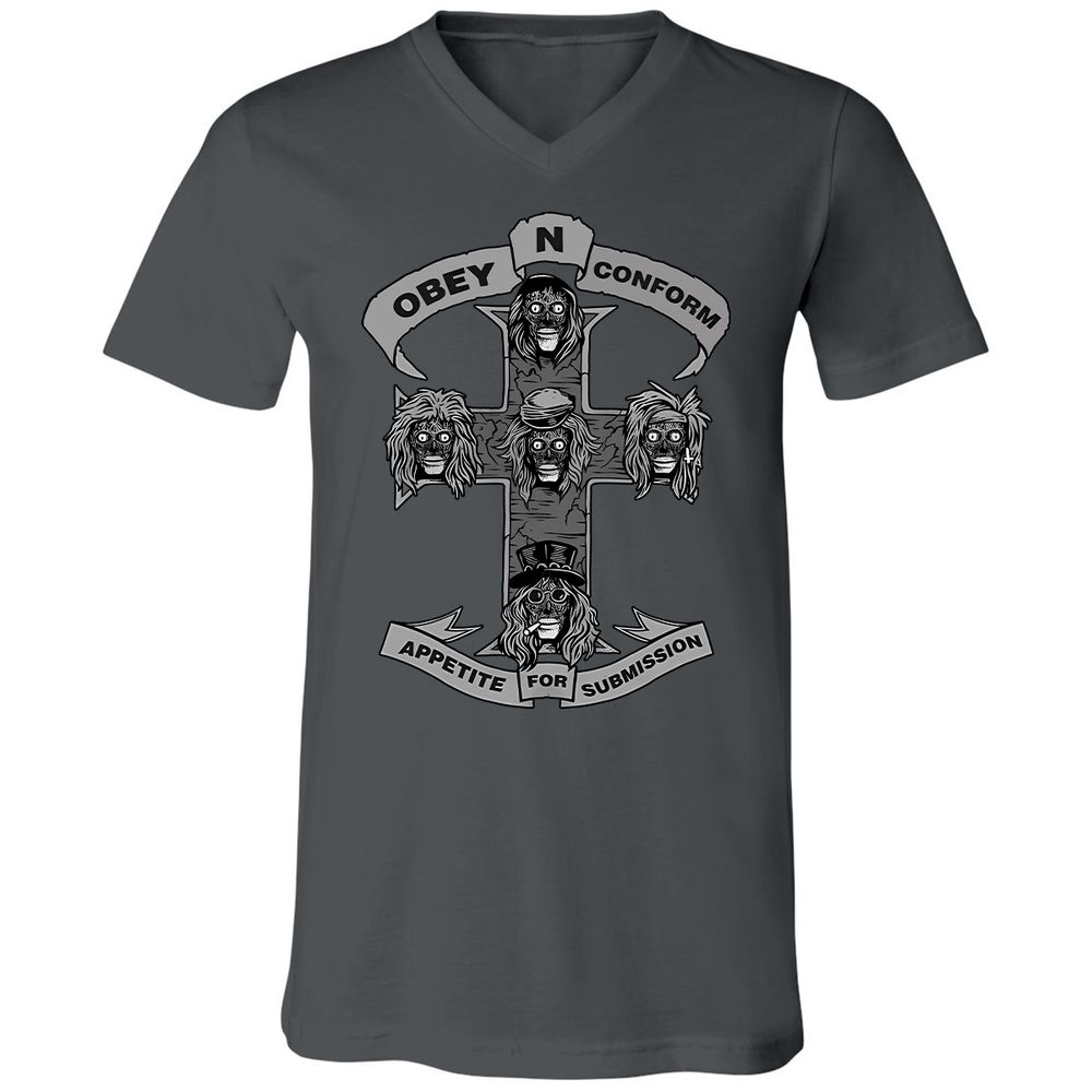 Unisex V-Neck T-Shirt - 83P2CZXJ - Asphalt - 12