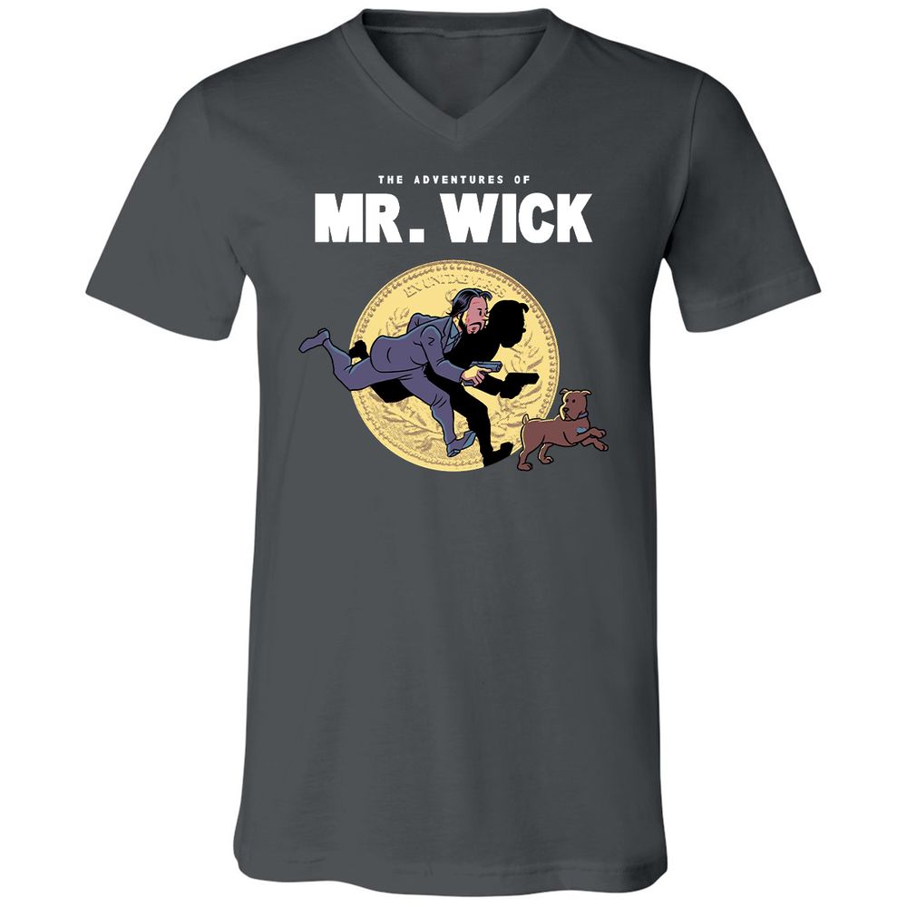 Unisex V-Neck T-Shirt - YWMFPQH7 - Asphalt - 12