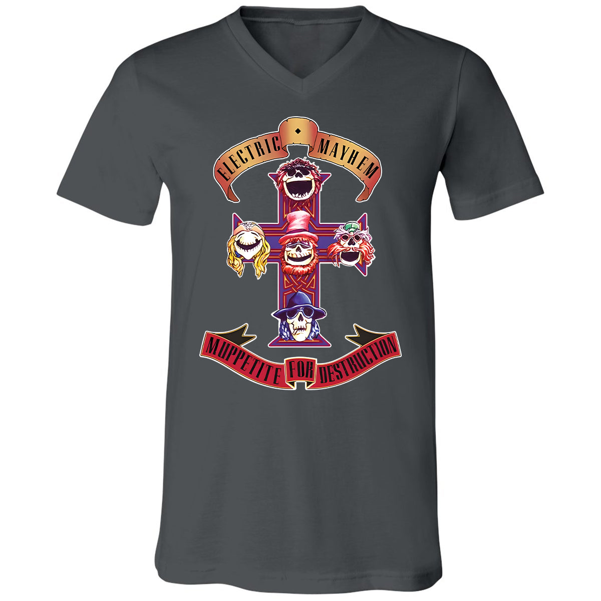 Unisex V-Neck T-Shirt - 2WQGNPEX - Asphalt - 12