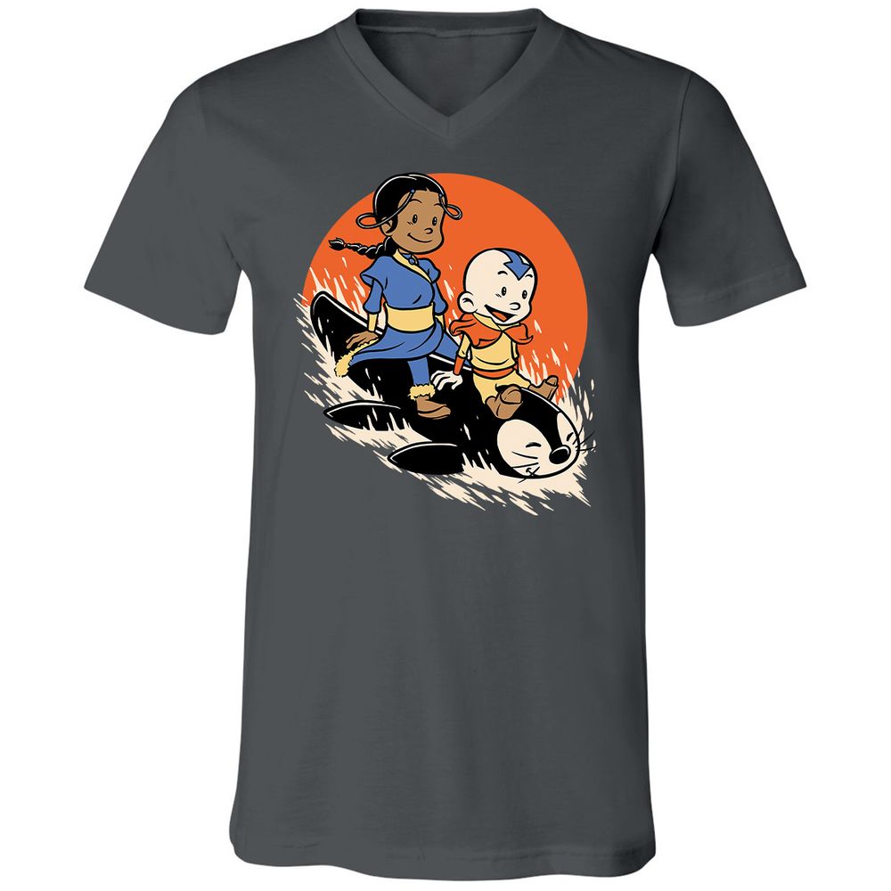 Unisex V-Neck T-Shirt - 9EGLJ1FN - Asphalt - 12