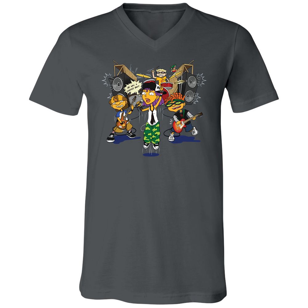Unisex V-Neck T-Shirt - J887L9YZ - Asphalt - 12