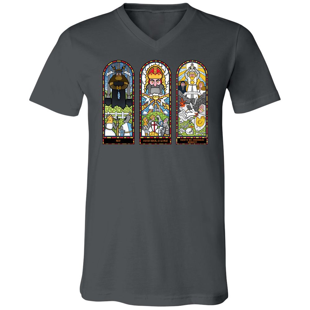 Unisex V-Neck T-Shirt - KYJPKQNR - Asphalt - 12