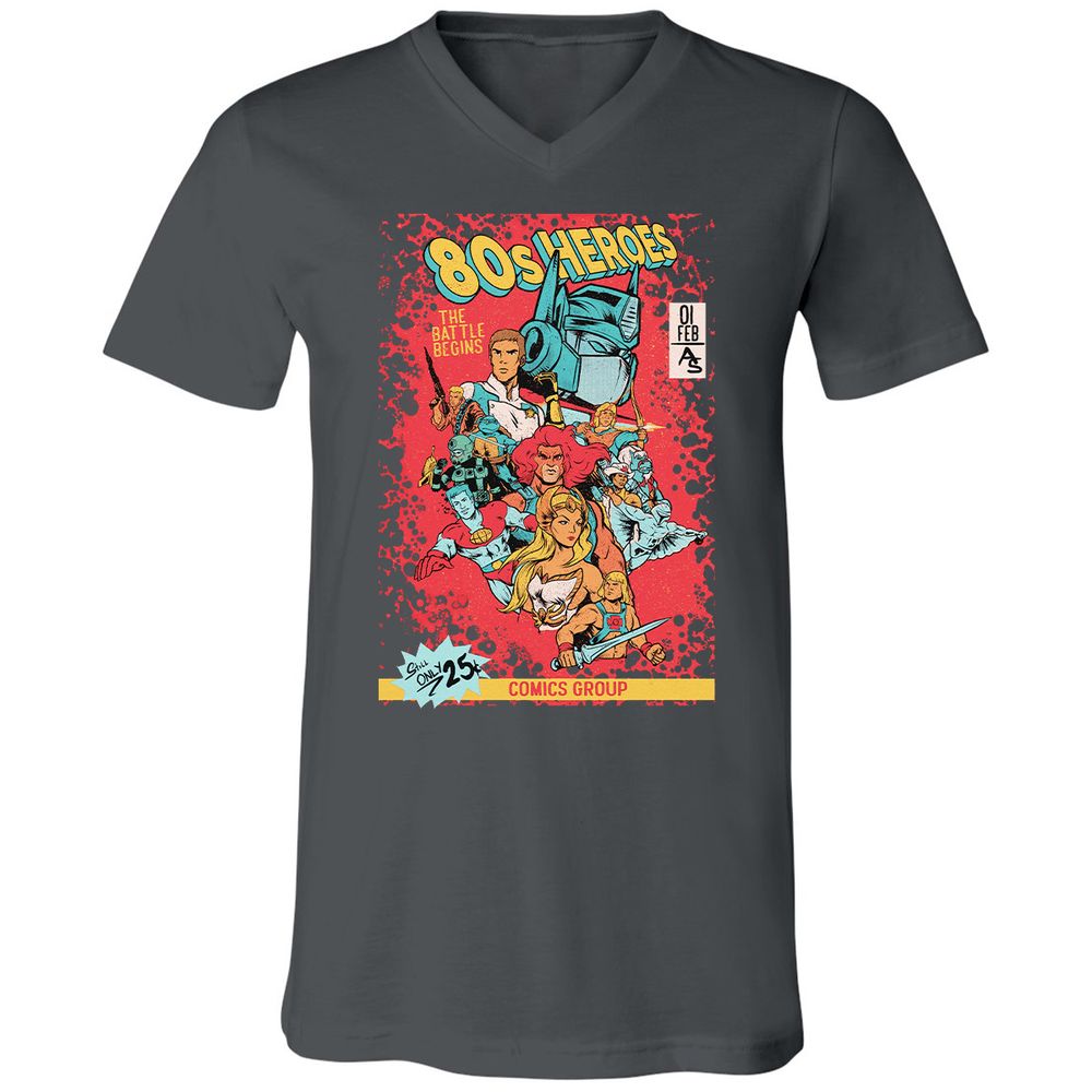 Unisex V-Neck T-Shirt - 3DFSFQZP - Asphalt - 12