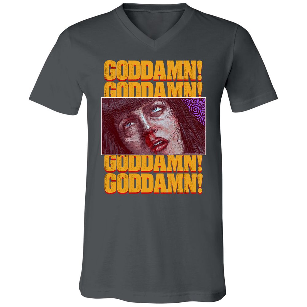 Unisex V-Neck T-Shirt - A4VPZZ6E - Asphalt - 12