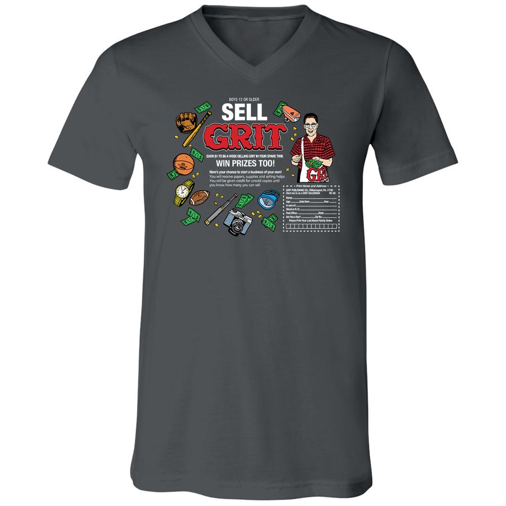 Unisex V-Neck T-Shirt - LFSNR9KZ - Asphalt - 12