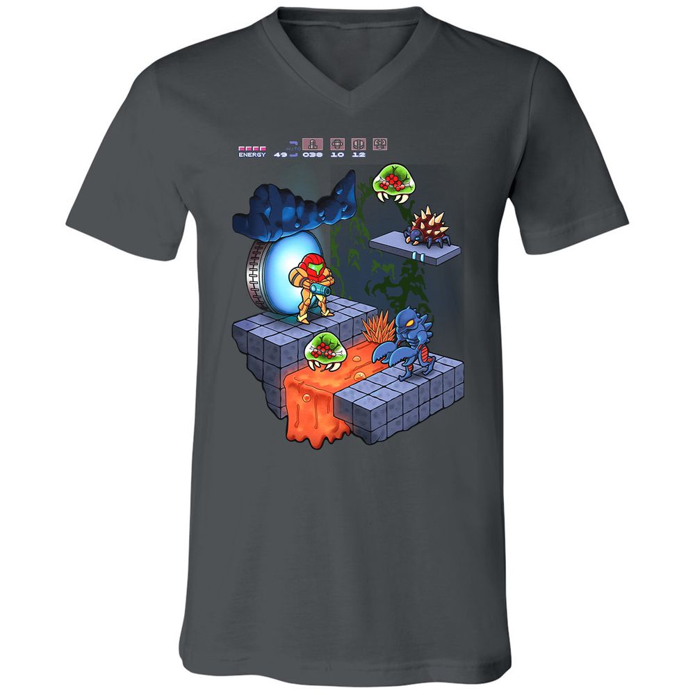 Unisex V-Neck T-Shirt - K3GPFWZM - Asphalt - 12