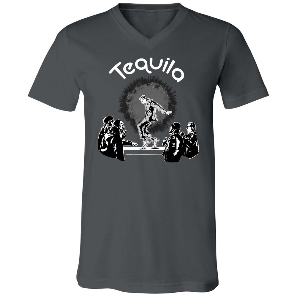 Unisex V-Neck T-Shirt - QRKM3NUU - Asphalt - 12