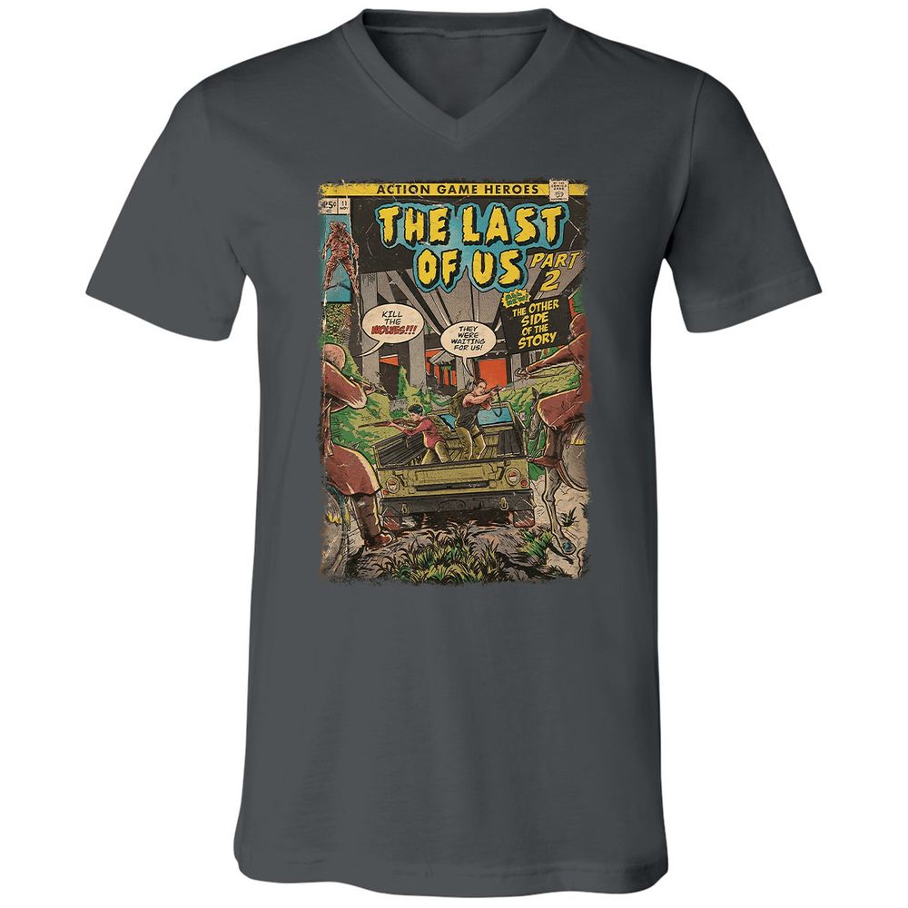 Unisex V-Neck T-Shirt - QBN8K7VB - Asphalt - 12