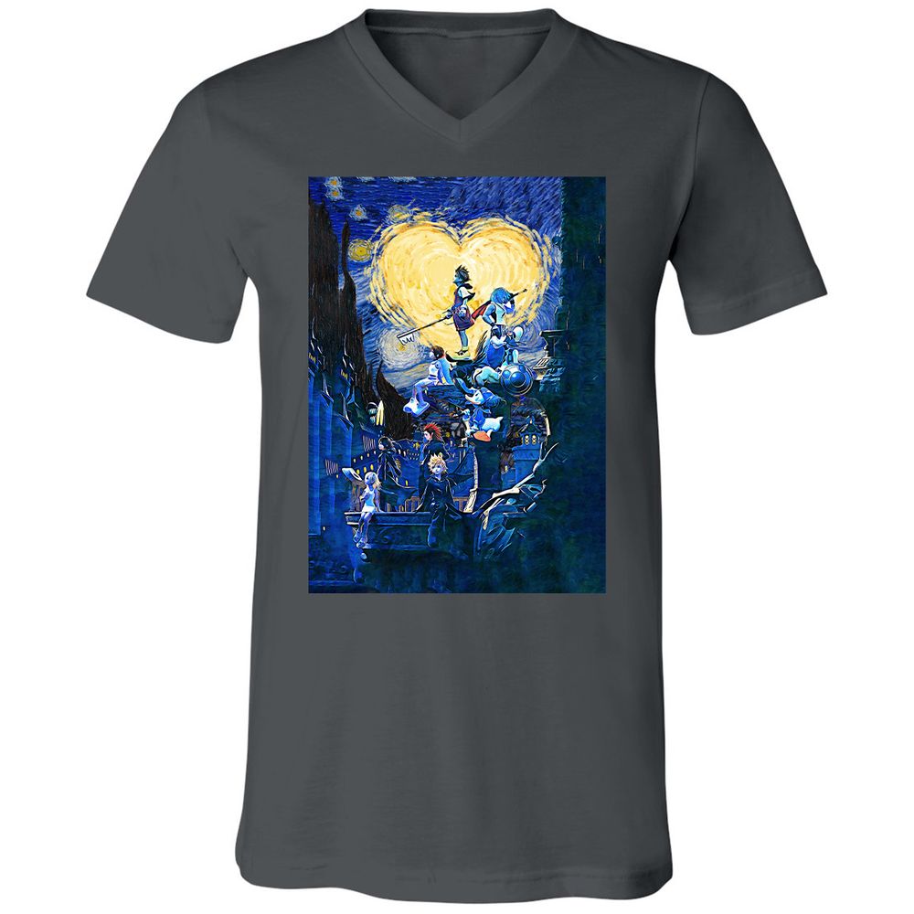 Unisex V-Neck T-Shirt - QRDMQX8G - Asphalt - 12